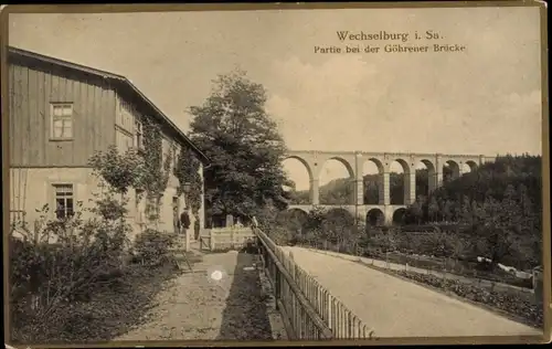 Ak Göhren Wechselburg in Sachsen, Partie bei der Göhrener Brücke, Viadukt, Restaurant