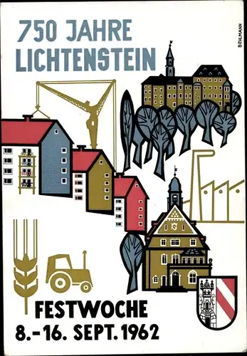 Wappen Ak Lichtenstein in Sachsen, 750 Jahrfeier, Festwoche 1962