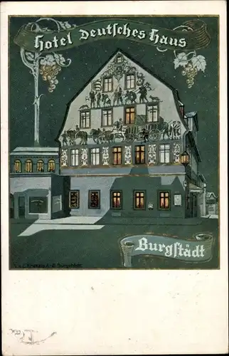 Künstler Ak Burgstädt in Sachsen, Hotel Deutsches Haus