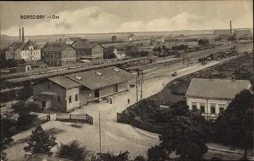 Ak Borsdorf in Sachsen, Panorama, Bahnhof