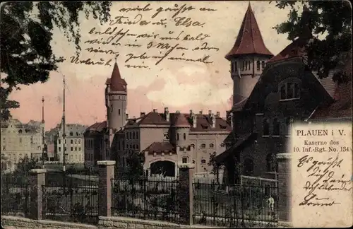 Ak Plauen im Vogtland, Kaserne des 10. Infanterie Regiments Nr. 134