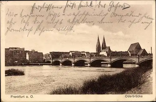 Ak Frankfurt an der Oder, Oderbrücke