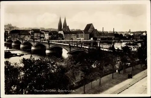 Ak Frankfurt an der Oder, Oderbrücke, Panorama