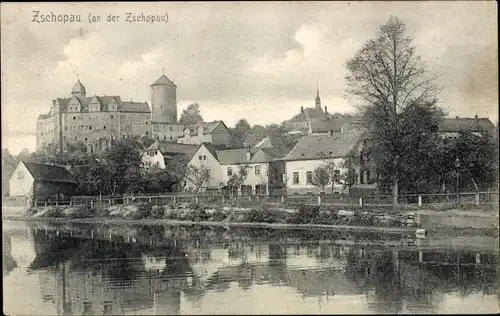 Ak Zschopau im Erzgebirge Sachsen, Schloss Wildeck an der Zschopau