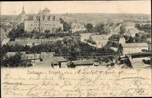 Ak Zschopau im Erzgebirge Sachsen, Schloss Wildeck, Panorama