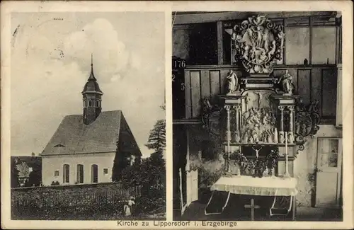 Ak Lippersdorf Lengefeld im Erzgebirge Sachsen, Kirche, Altar