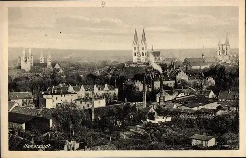 Ak Halberstadt am Harz, Gesamtansicht, Dom, Kirchen