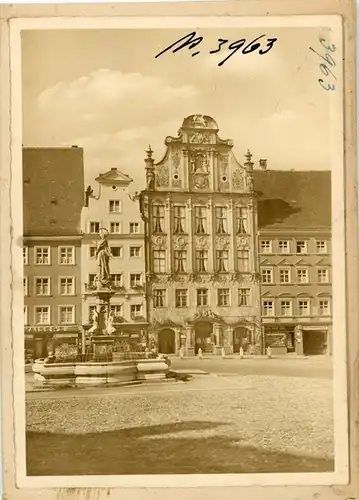 6 Glas Negative Landsberg am Lech, Marktplatz, Ortsansicht, Brunnen