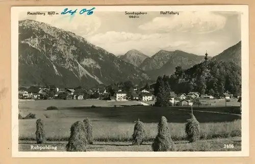 5 Glas Negative Ruhpolding in Oberbayern, Gesamtansicht, Alpen, Wiese