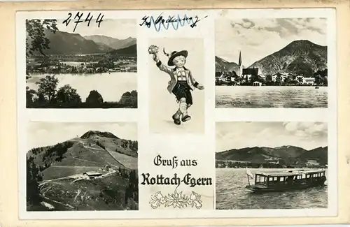 6 Glas Negative Rottach Egern in Oberbayern, Tegernsee, diverse Ansichten, Bildtelegramm