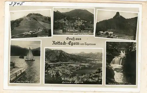 6 Glas Negative Rottach Egern in Oberbayern, Tegernsee, diverse Ansichten, Bildtelegramm