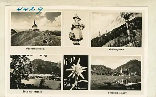 6 Glas Negative Rottach Egern in Oberbayern, Tegernsee, diverse Ansichten, Bildtelegramm