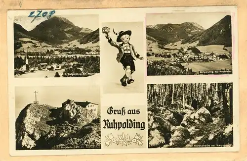 5 Glas Negative Ruhpolding in Oberbayern, Bildtelegramm, Alpen, Gesamtansicht