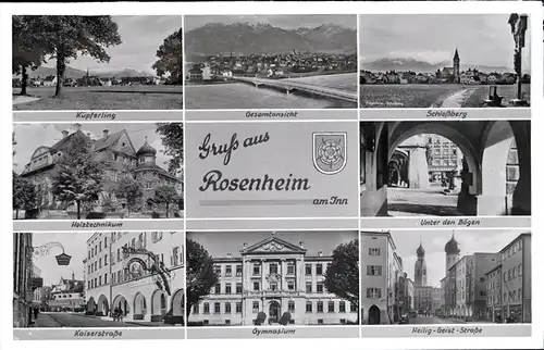 6 Glas Negative Rosenheim Oberbayern, Inn, Gesamtansicht, diverse Ansichten