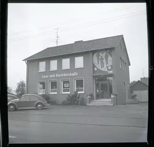 5 Zelluloid Negative Eystrup in Niedersachsen, Kirche, Sparhalle, Landschaft