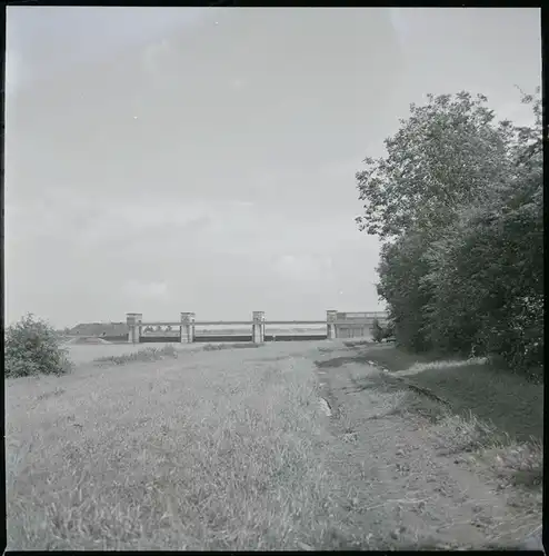 7 Zelluloid Negative Intschede Blender Niedersachsen, Kirche, Haus, Brücke