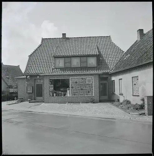 7 Zelluloid Negative Intschede Blender Niedersachsen, Kirche, Haus, Brücke