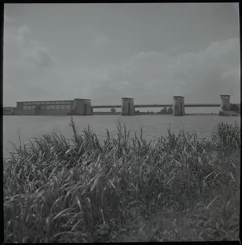 7 Zelluloid Negative Intschede Blender Niedersachsen, Kirche, Haus, Brücke