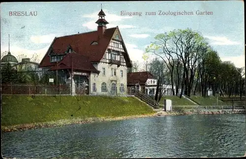 Ak Wrocław Breslau in Schlesien, Eingang zum Zoologischen Garten