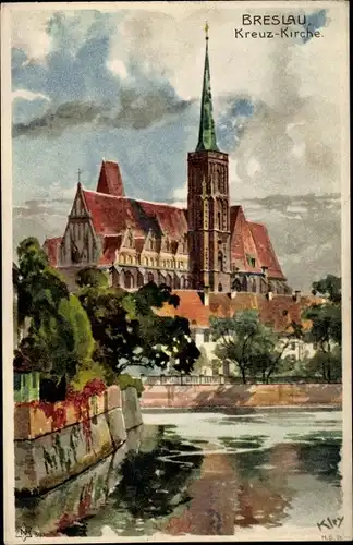 Künstler Ak Kley, Wrocław Breslau in Schlesien, Kreuz Kirche, Novitas 593