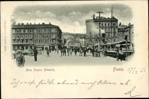 Ak Rijeka Fiume Kroatien, Molo Piazza Adamich