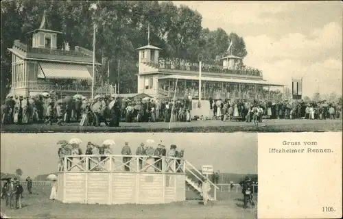 Ak Iffezheim am Rhein, Pferderennen, Tribüne