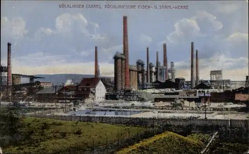 Ak Völklingen im Saarland, Röchling'sche Eisen und Stahlwerke