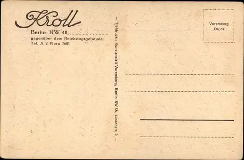 Ak Berlin Mitte, Kroll Garten, Teilansicht, Vogelschau, Gäste