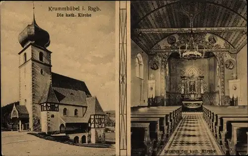 Ak Karpacz Krummhübel im Riesengebirge Schlesien, Katholische Kirche, Innenansicht