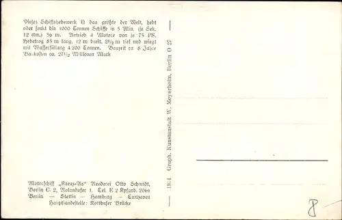 Ak Niederfinow im Barnim, Schiffshebewerk, Salon-Motor-Schiff Kreuz As