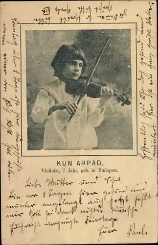 Ak Kun Arpad, Violinist, 7 Jahre alt, geboren in Budapest