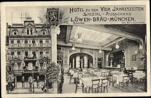 Ak Aachen, Hotel zu den Vier Jahreszeiten, Spezial-Ausschank Löwen-Bräu München