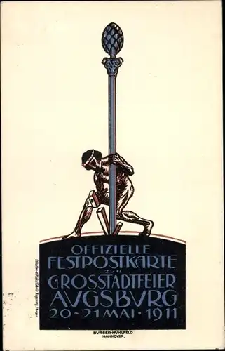 Künstler Ak Augsburg in Schwaben, Großstadtfeier 1911