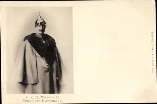Ak Kaiser Wilhelm II., Portrait, Mantel, Pickelhaube