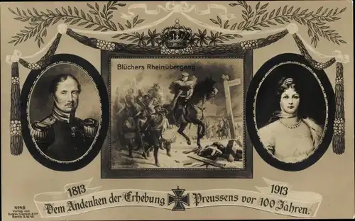 Ak Blüchers Rheinübergang, Erhebung Preußens 1813, Königspaar