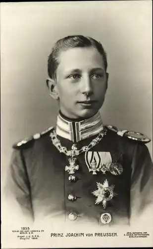 Ak Prinz Joachim von Preußen, Portrait, Uniform, Orden, Liersch 1855