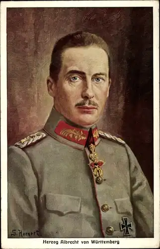 Künstler Ak Hornert, G., Herzog Albrecht von Württemberg, Portrait in Uniform, Eisernes Kreuz