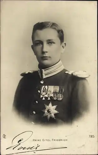 Ak Eitel Friedrich Prinz von Preußen, Portrait in Uniform, Orden