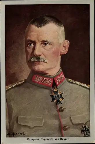 Künstler Ak Hornert, G., Kronprinz Rupprecht von Bayern, Portrait in Uniform, Orden