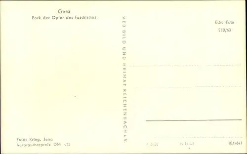 Ak Gera in Thüringen, Park der Opfer des Faschismus
