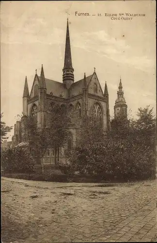 Ak Furnes Veurne Westflandern, Kirche