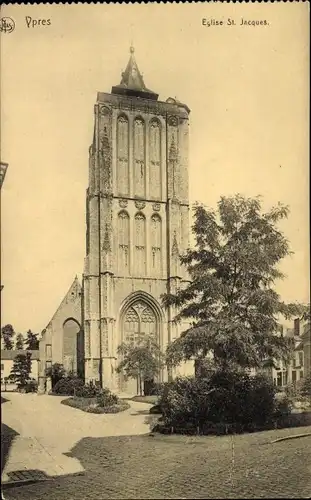 Ak Ypres Ypern Westflandern, Kirche St. Jacques