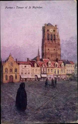 Ak Furnes Veurne Westflandern, Turm von St. Nicolas