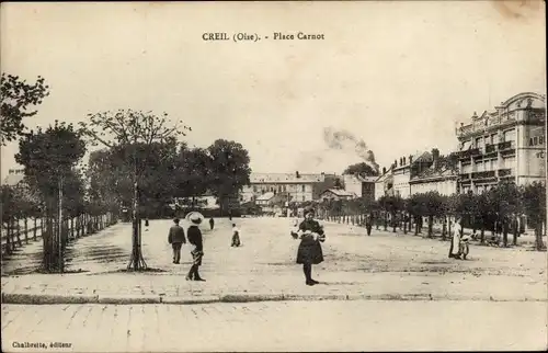 Ak Creil Oise, Place Carnot