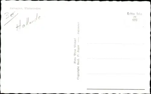 Ak Aalsmeer Nordholland, Wassermühle