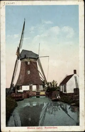 Ak Rotterdam Südholland Niederlande, Windmühle