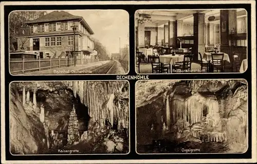 Ak Grüne Iserlohn im Märkischen Kreis, Dechenhöhle, Bahnhof, Kaisergrotte, Orgelgrotte