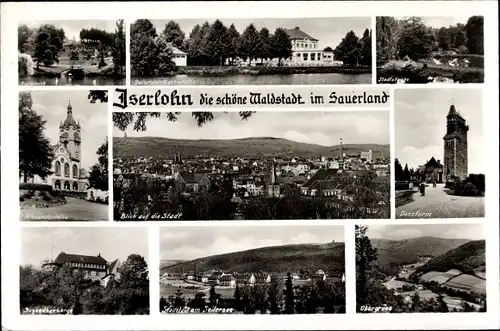 Ak Iserlohn im Märkischen Kreis, Alexanderhöhe, Seilersee Gaststätte, Danzturm, Obergrüne, Teiche