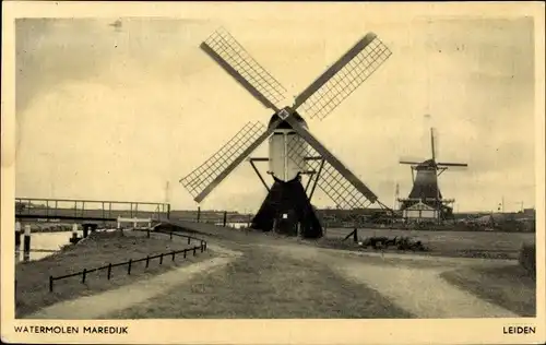 Ak Leiden Südholland Niederlande, Wassermühle Maredijk