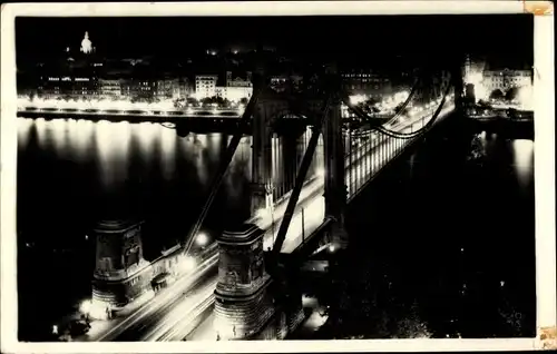 Ak Budapest Ungarn, Elisabethbrücke bei Nacht
